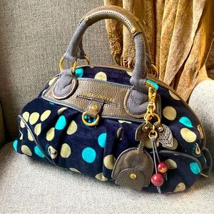 Juicy Couture purse bag blue turquoise polka dots Y2k velour 2000’s Vintage CUTE